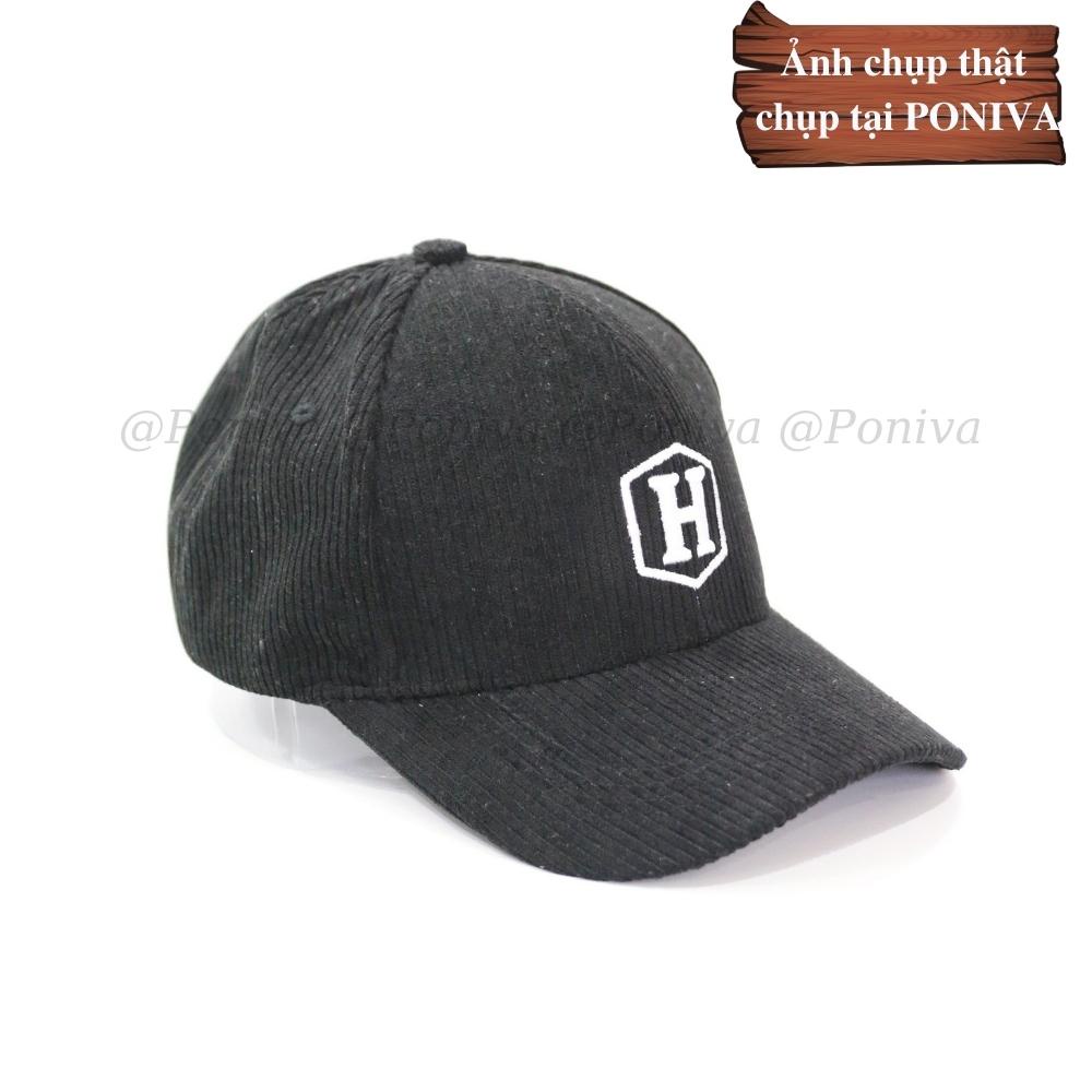 Mũ lưỡi trai ❤️ Nón kết thêu chữ H chất nhung tăm form unisex H9999 phong cách Ulzzang Thời trang PONIVA siêu hot