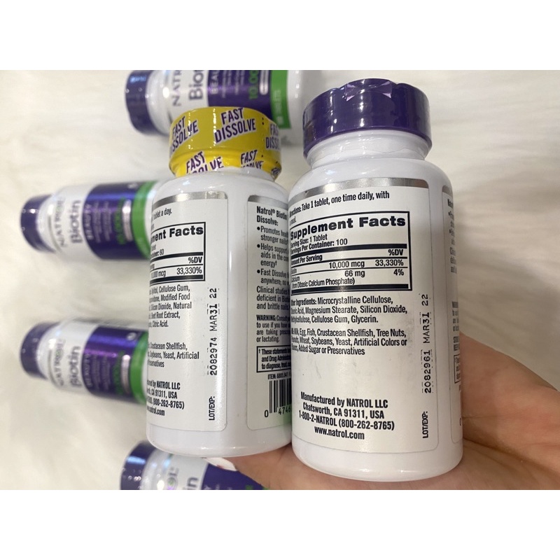 Viên uống ngăn rụng tóc Natrol Biotin 10000mg