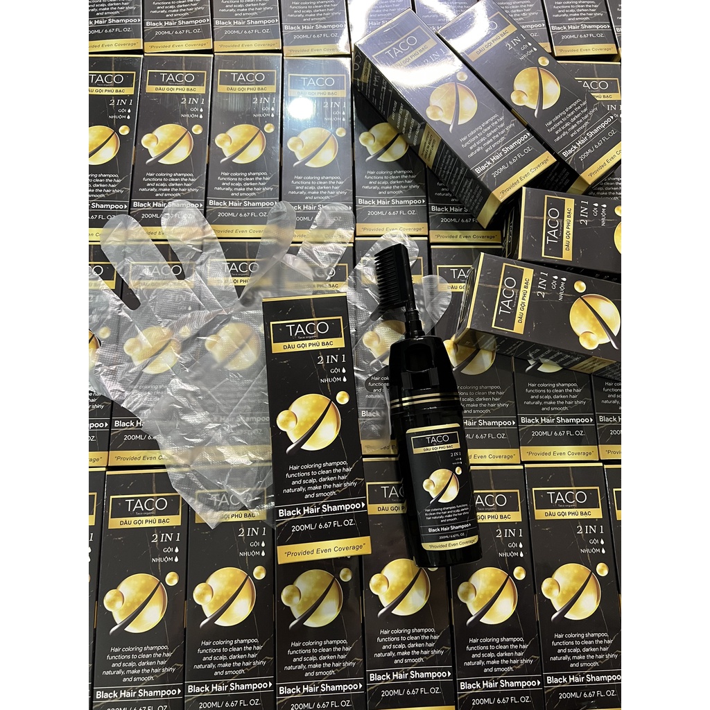 Dầu Gội Nhuộm Đen Thảo Dược TACO Black Hair 200ml - Gội Là Đen Chỉ Với 10 Phút