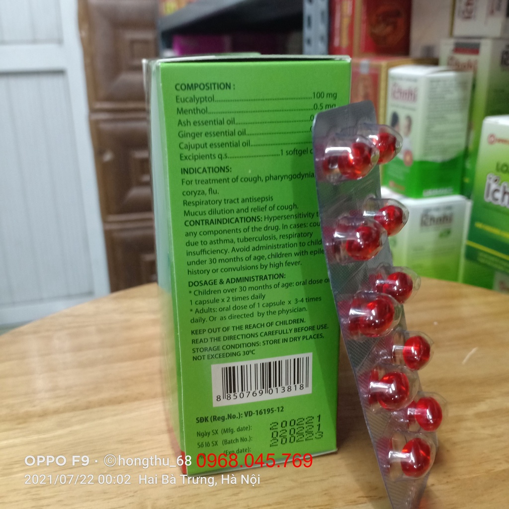 Kẹo ho Eugica xanh/đỏ hộp 10 vỉ x 10 viên