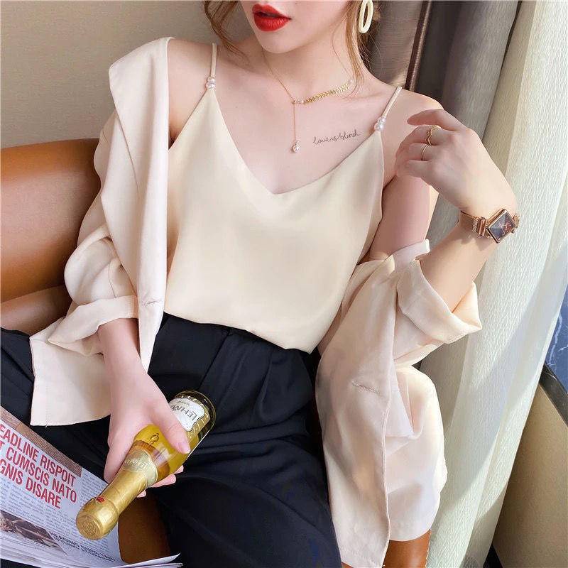 Áo Chiffon Sát Nách Dáng Rộng Thời Trang Mùa Hè Quyến Rũ Cho Nữ