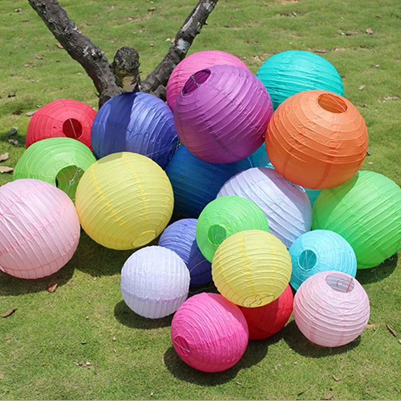 Lồng Đèn Giấy Hình Tròn 6 Inch Treo Trang Trí Lễ Hội Giáng Sinh Nhiều Màu Sắc Kiểu Trung Hoa