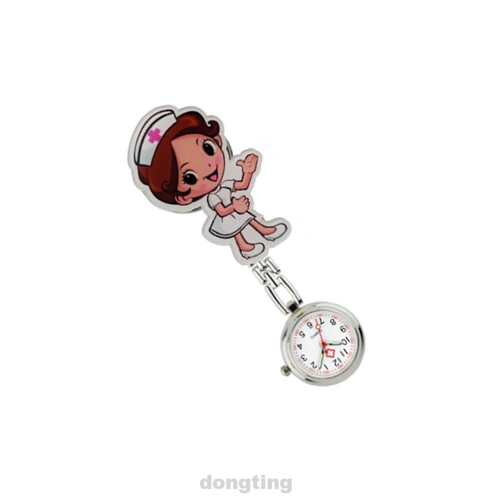 Women Luminous Mini Numerals Pointer Quartz Acrylic Cartoon Nurse Fob Pocket Watch