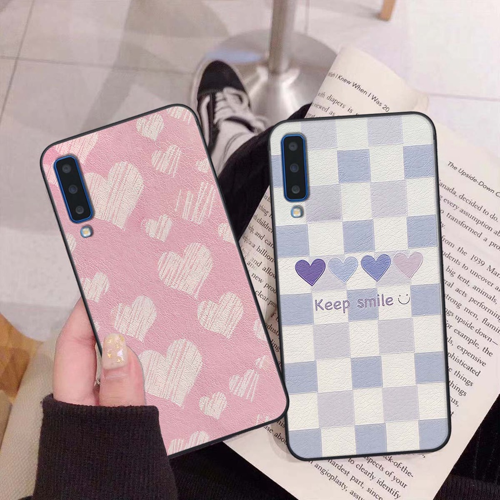 Ốp Samsung A7 2018 / A9 2018 caro trái tim cá tính, thời trang siêu đẹp, siêu phong cách