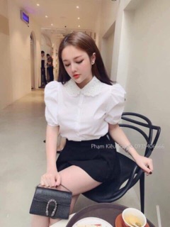 [Ảnh thật] Sơ mi nữ cổ ren tay bồng