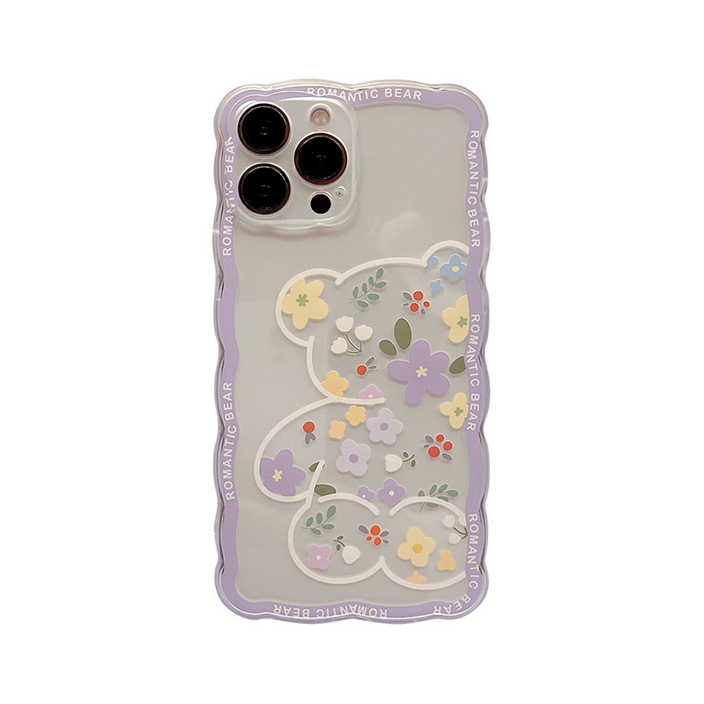 Ốp lưng iphone Ốp Điện Thoại Trong Suốt Họa Tiết Gấu Và Hoa Xinh Xắn Cho iphone15/13pro max 11 XR xs x 7/8/PLUS/12/XR/XSMAX Dinuo case