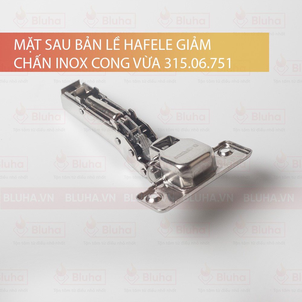 Bản lề giảm chấn inox 304 HALEFE trùm hẳn, trùm nửa, lọt lòng 315.06.750 / 315.06.751 / 315.06.752 (Kèm đế)