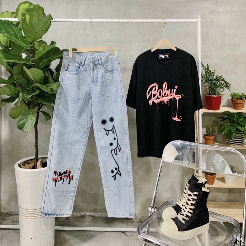 QUẦN BAGGY JEANS HOẠ TIẾT FORM RỘNG UNISEX (kèm hình chụp thật)