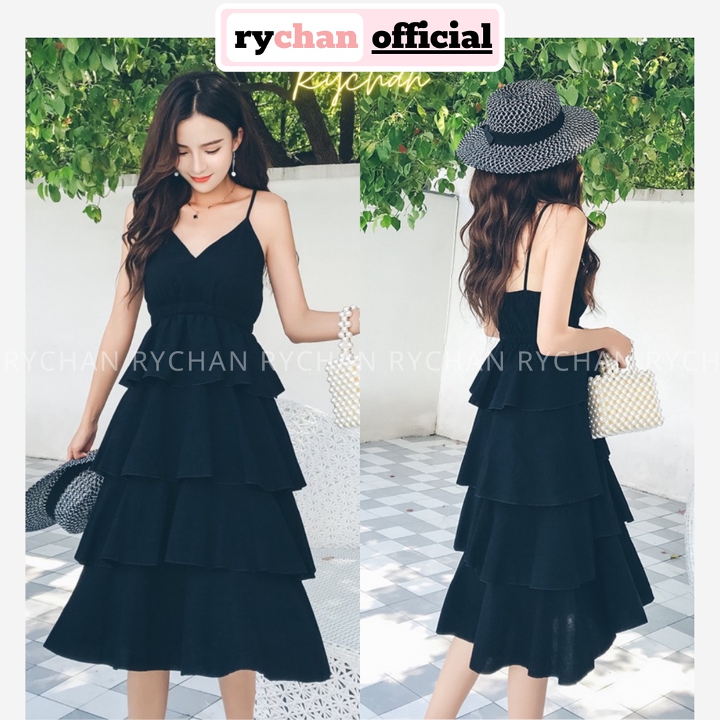 DX695 - Đầm Xòe Hai Dây Nhiều Tầng Đi Du Lịch Biển