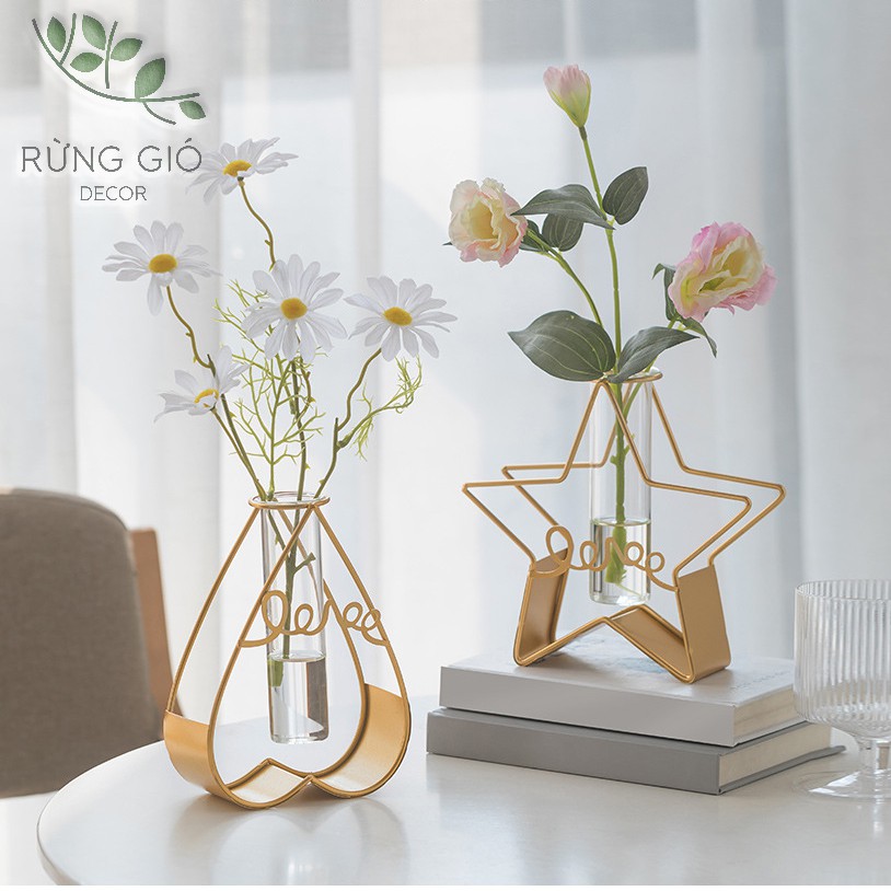 Lọ hoa thủy tinh viền kim loại có chữ Love, trang trí decor, ảnh thật, giá bán cho 1 lọ ( không kèm hoa)