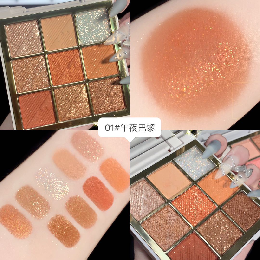 (Hàng Mới Về) Bảng Phấn Mắt Maffick 9 Màu Sắc Tông Lì / Hiệu Ứng Ngọc Trai Chống Nước Lâu Trôi