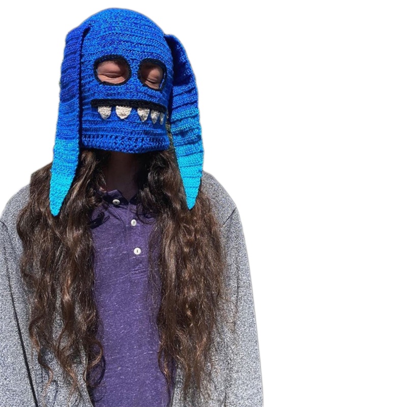 Nón Len Che Nửa Mặt Tạo Hình Tai Thỏ Phong Cách Halloween