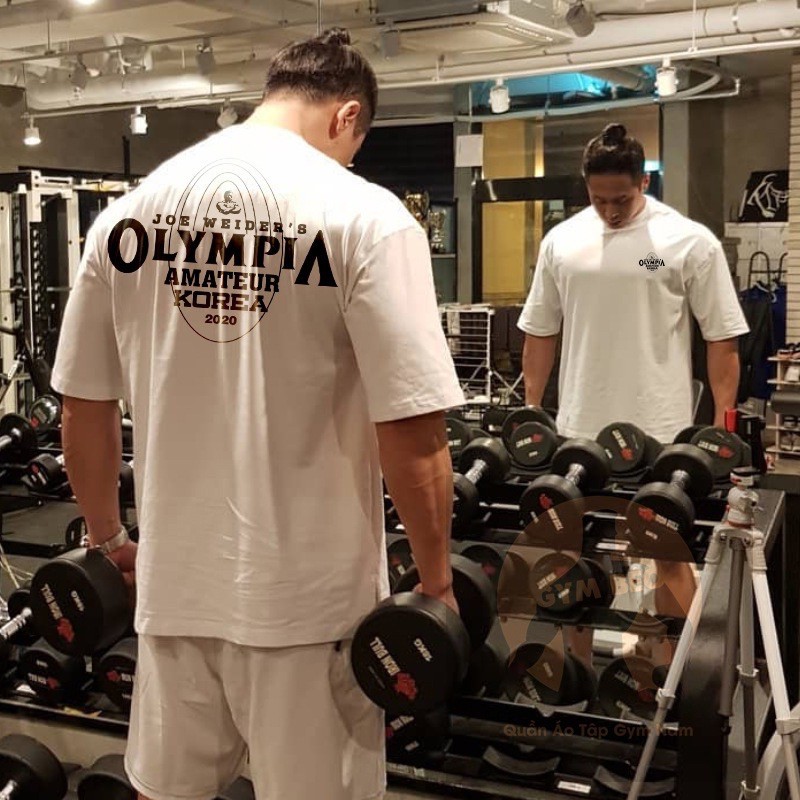 Áo thun oversize tập gym nam Olympia 100% cotton chất đẹp