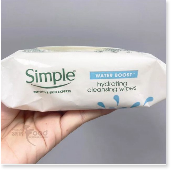 [Mã giảm giá] [Gói 25 Miếng] Khăn Giấy Tẩy Trang Simple Water Boost Hydrating Cleansing Wipes