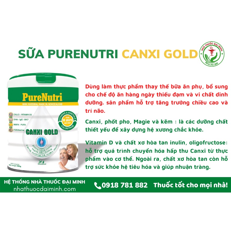 Sữa Bột CANXI GOLD 900g - Sữa Tốt Cho Xương Khớp Người Già, Phòng Loãng Xương, Ngừa Tiểu Đường