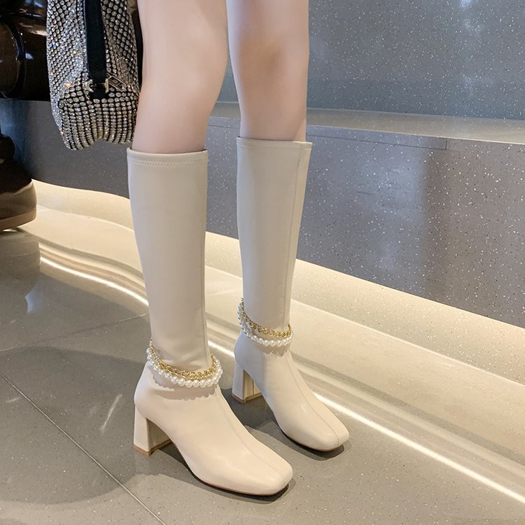 Boot đùi da mềm dây ngọc 5885-1 GE593 - Genni