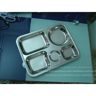 Khay cơm inox 5 ngăn to