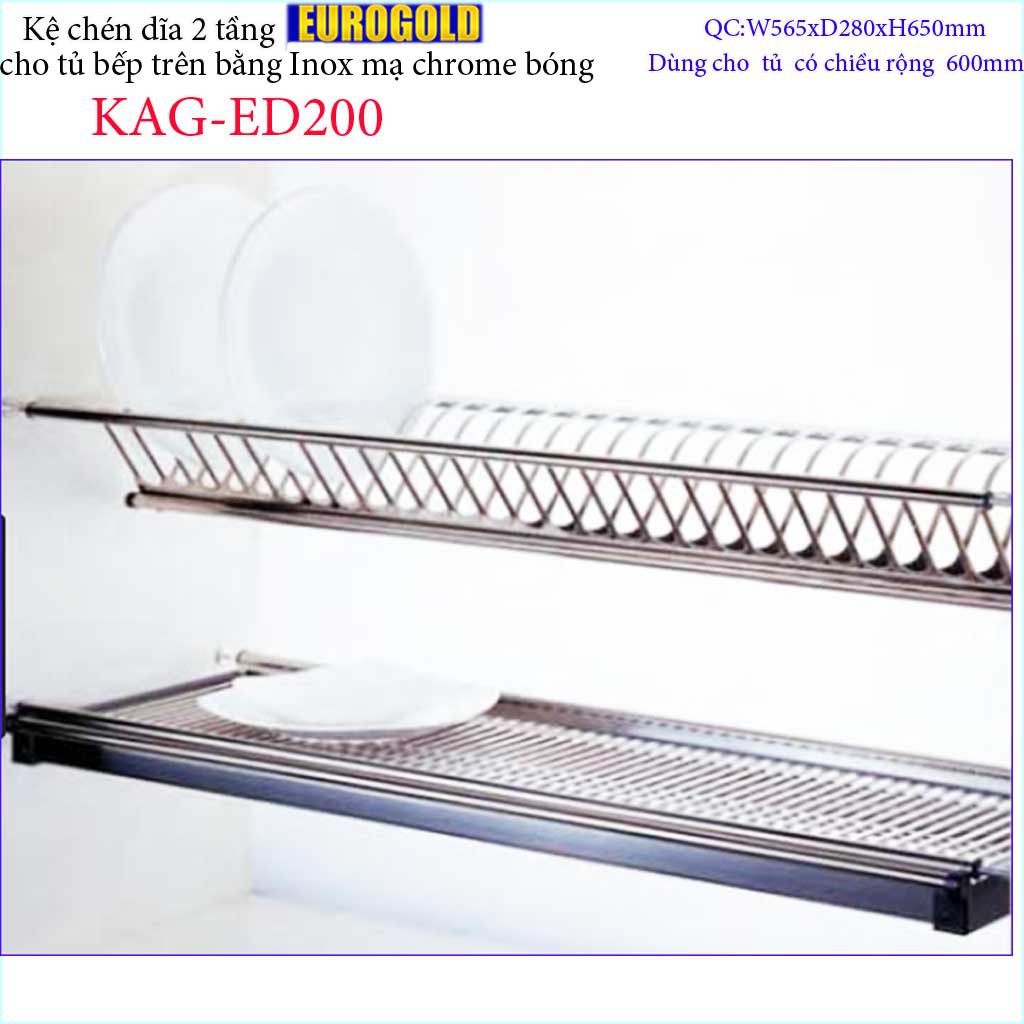Kệ chén dĩa âm tủ KAG-ED200 - 56.5cm, Kệ chén bát chữ V 2 tầng Euro  56.5cm  có khay hứng nước thiết kế đẹp tiện dụng
