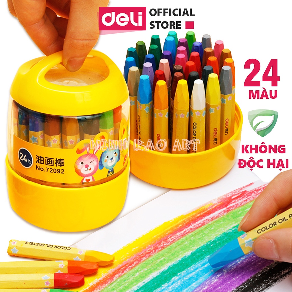 BÚT SÁP DẦU HỌC SINH HỘP NHỰA DELI - 12/18/24 MÀU