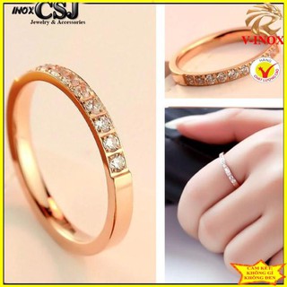 ( CHẤT-RẺ ) NHẪN TITAN MỘT HÀNG XOÀN MÀU VÀNG HỒNG TC057