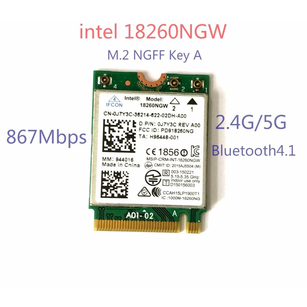 Card WiFi Bluetooth Intel 18260 NGW Tri Band 3 băng tần, M2 NGFF - Thiết bị mạng không dây Wireless 2.4G 5G 60Ghz