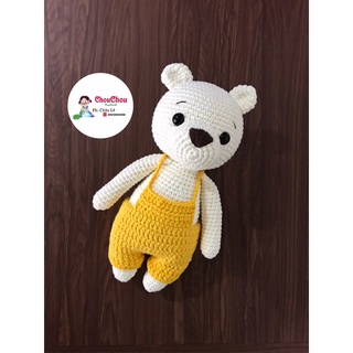 Thú len nhồi bông handmade - Gấu mặc yếm