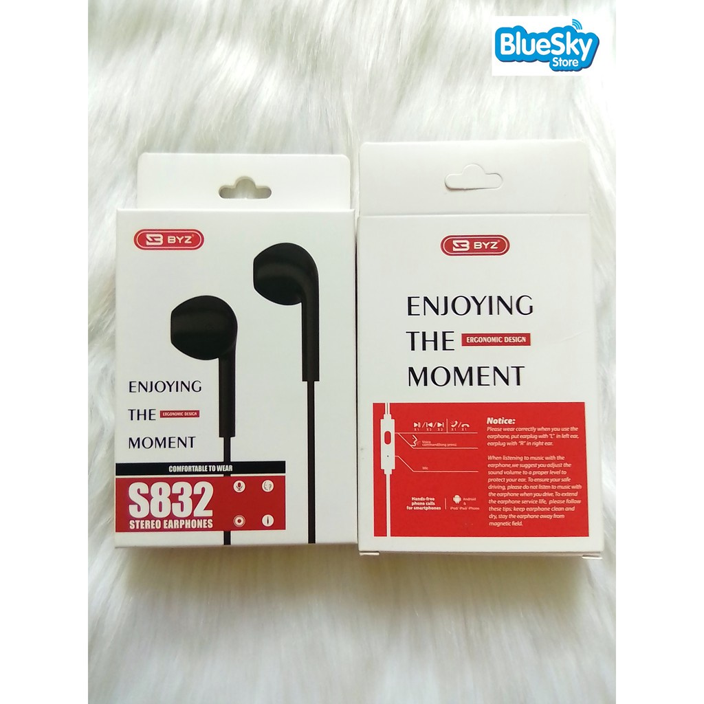 Tai Nghe Dây Nhét Tai BYZ 832 Đen Trắng - Hàng Nội Địa
