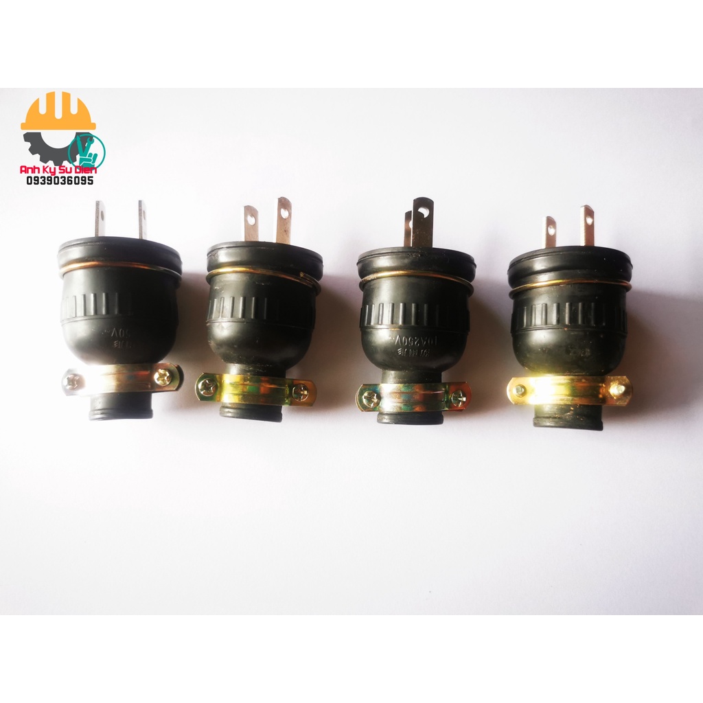 PHÍCH CẮM ĐIỆN CHÂN DẸT 2P CAO SU ĐÚC CHỊU VA ĐẬP KHÔNG VỠ CHUẨN Phích Cắm Điện Nhật Bản - Phích màu ĐEN