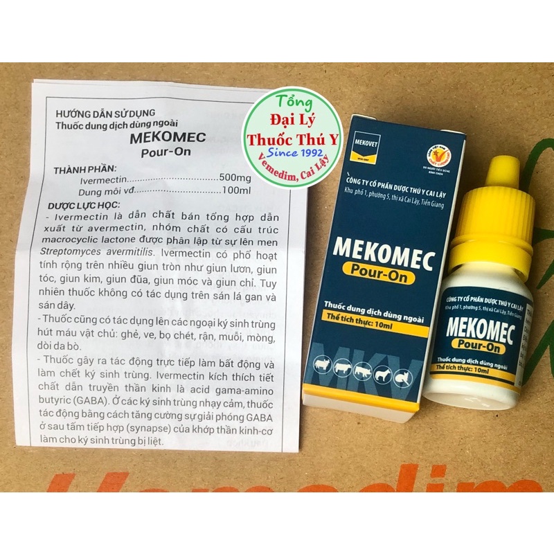 MEKOMEC nhỏ sống lưng trừ ve rận, ghẻ mạt, kí sinh trùng cho chó mèo, lọ 10ml