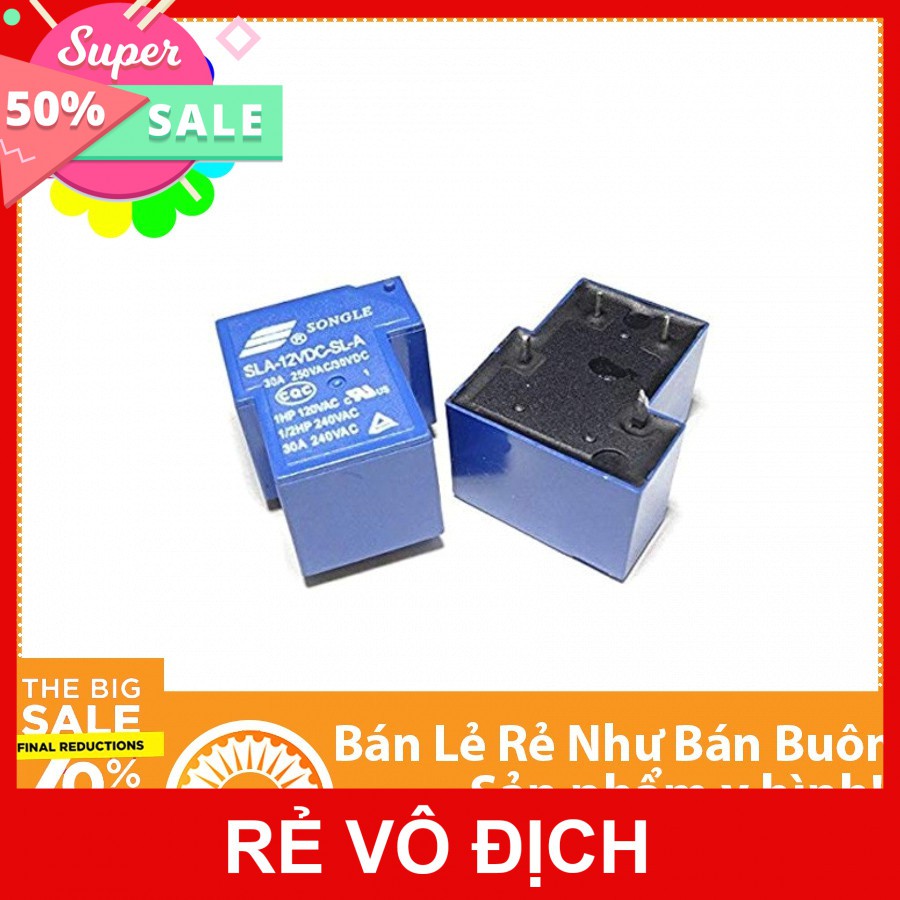 Relay Songle SLA 30A - 12V 4 Chân Màu Xanh