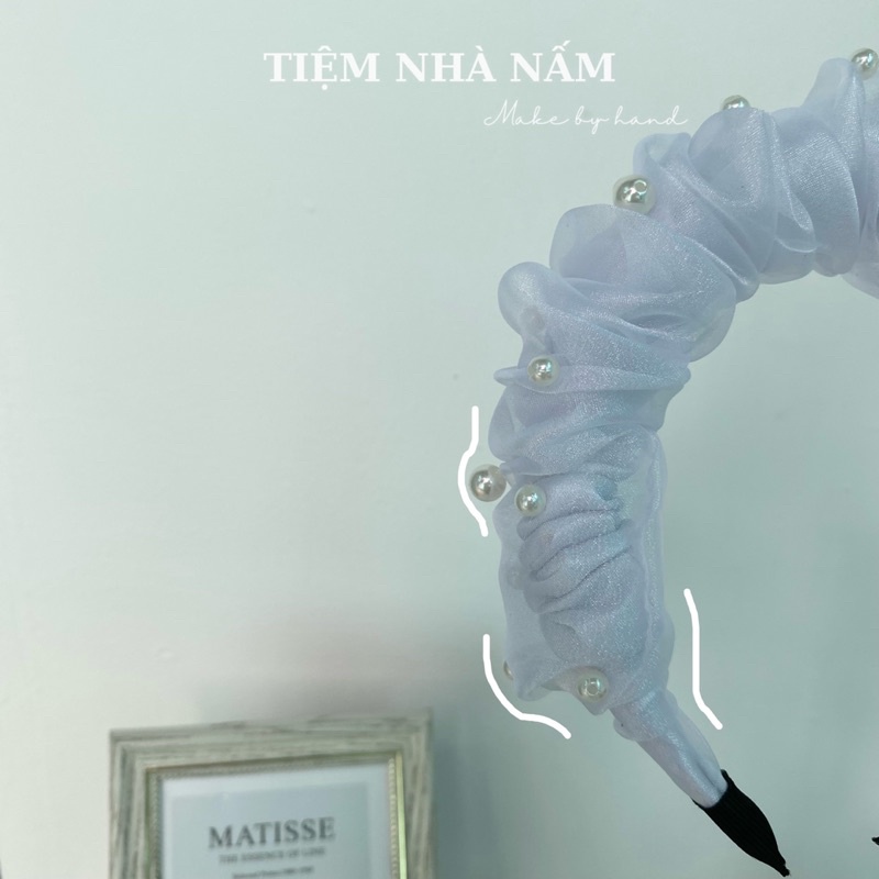 BỜM / CÀI TÓC NHÚN 2 LỚP VẢI PHI PHỐI VOAN - [ Nhà Nấm handmade ]