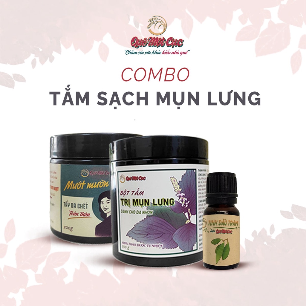 BỘ TẮM SẠCH MỤN LƯNG CAO CẤP CHUẨN SPA - MỤN NẶNG, NGỨA, NHỜN DA LƯNG - QUÊ MỘT CỤC - 3 MÓN (HANDMADE)