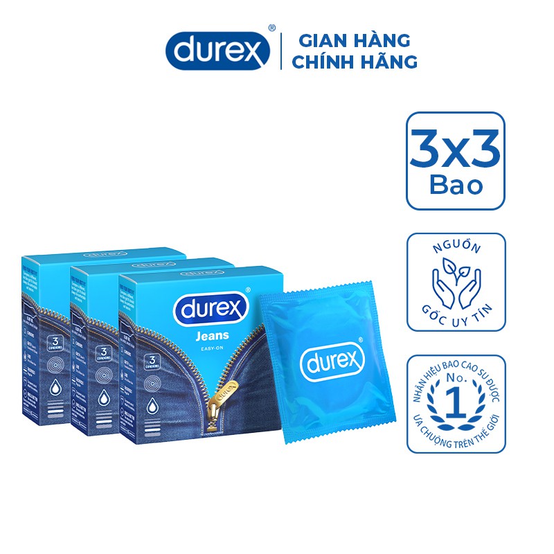 Bộ 3 Bao cao su Durex Jeans hộp 3 bao