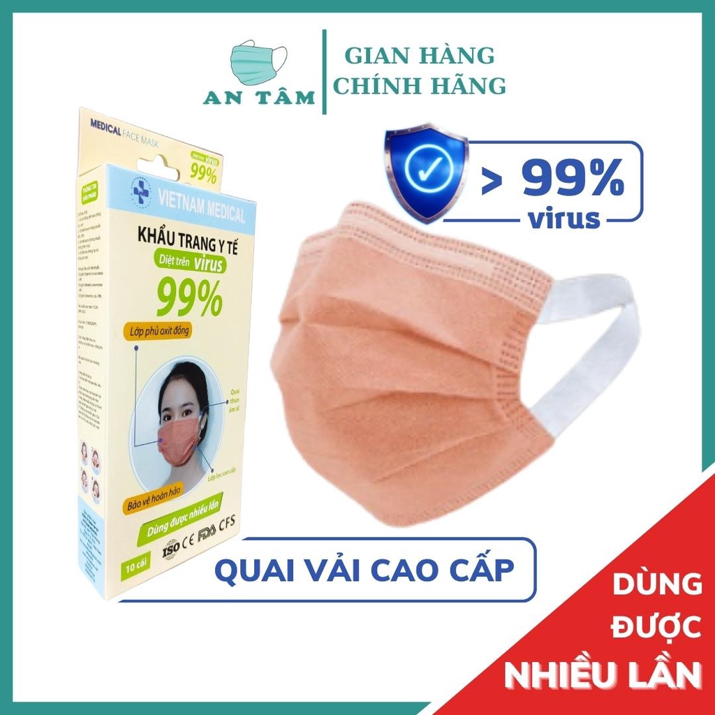 Khẩu Trang Quai Vải Chống Đau Tai Oxit Đồng Kháng Khuẩn Vượt Trội Dùng Nhiều Lần Gian Hàng An Tâm
