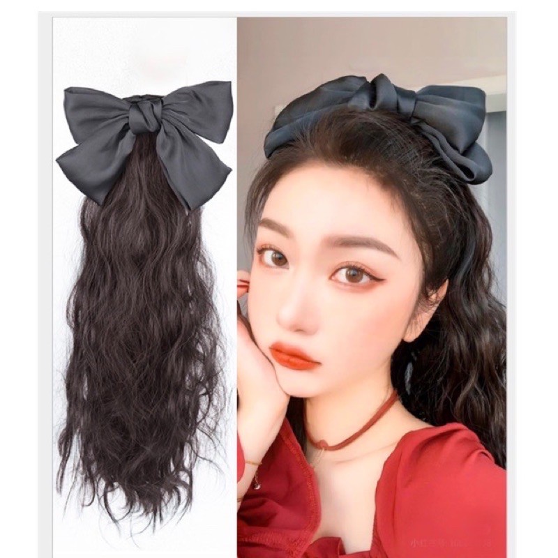 Tóc giả cột xù dợn đính kèm nơ tóc FREESHIP❤️❤️