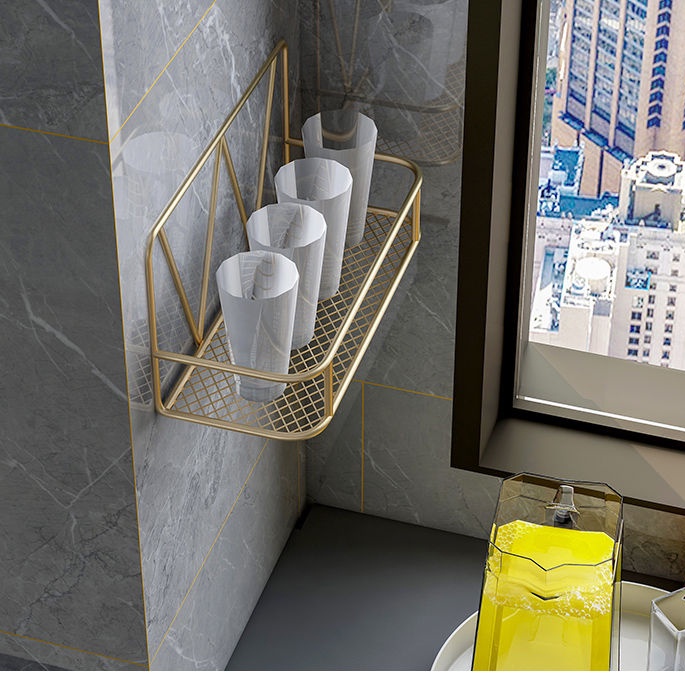 Kệ Đựng Đồ Dùng Gắn Tường Không Đục Lỗ Tiện Dụng Cho Nhà Bếp / Nhà Tắm