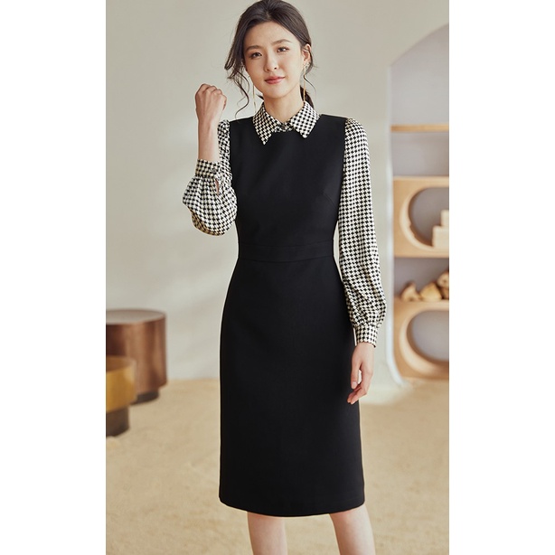 Đầm cổ sơ mi caro thời trang dáng chữ a nhẹ nhàng  tinh tế