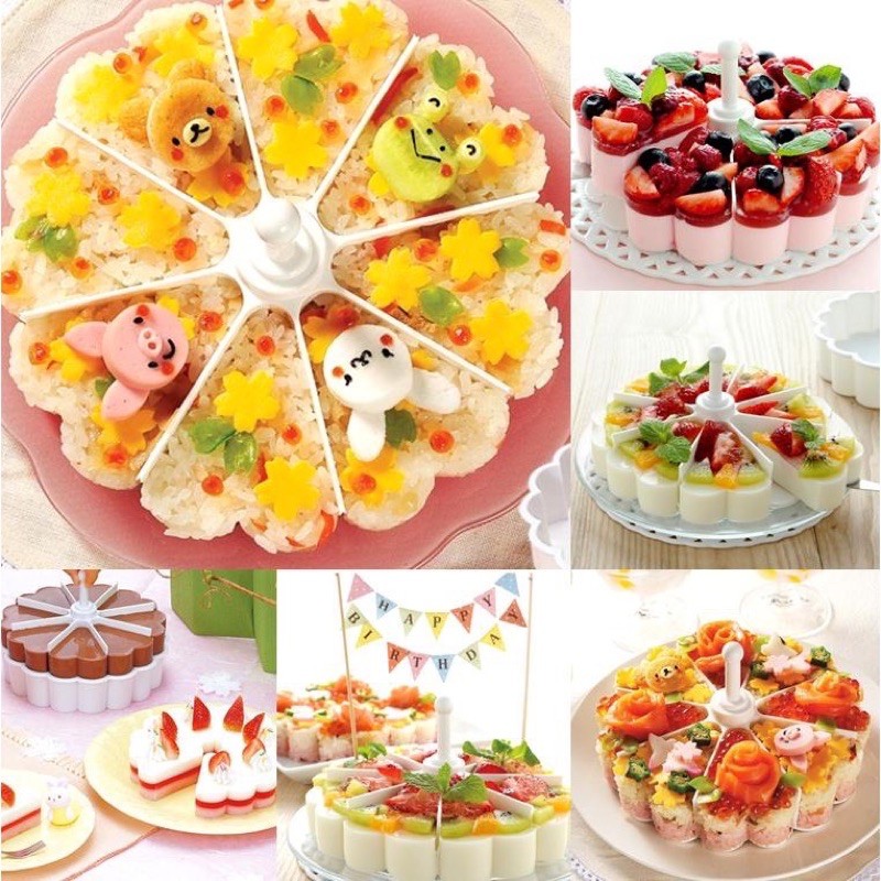 Khuôn nhựa tròn 8 ngăn ép xôi, làm rau câu