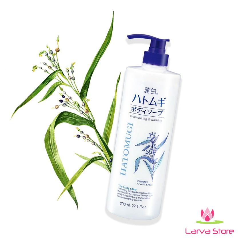 Sữa tắm sáng da HATOMUGI 800ml hàng Nhật nội địa (dưỡng ẩm sâu, mịn và sáng da) - Larva Store