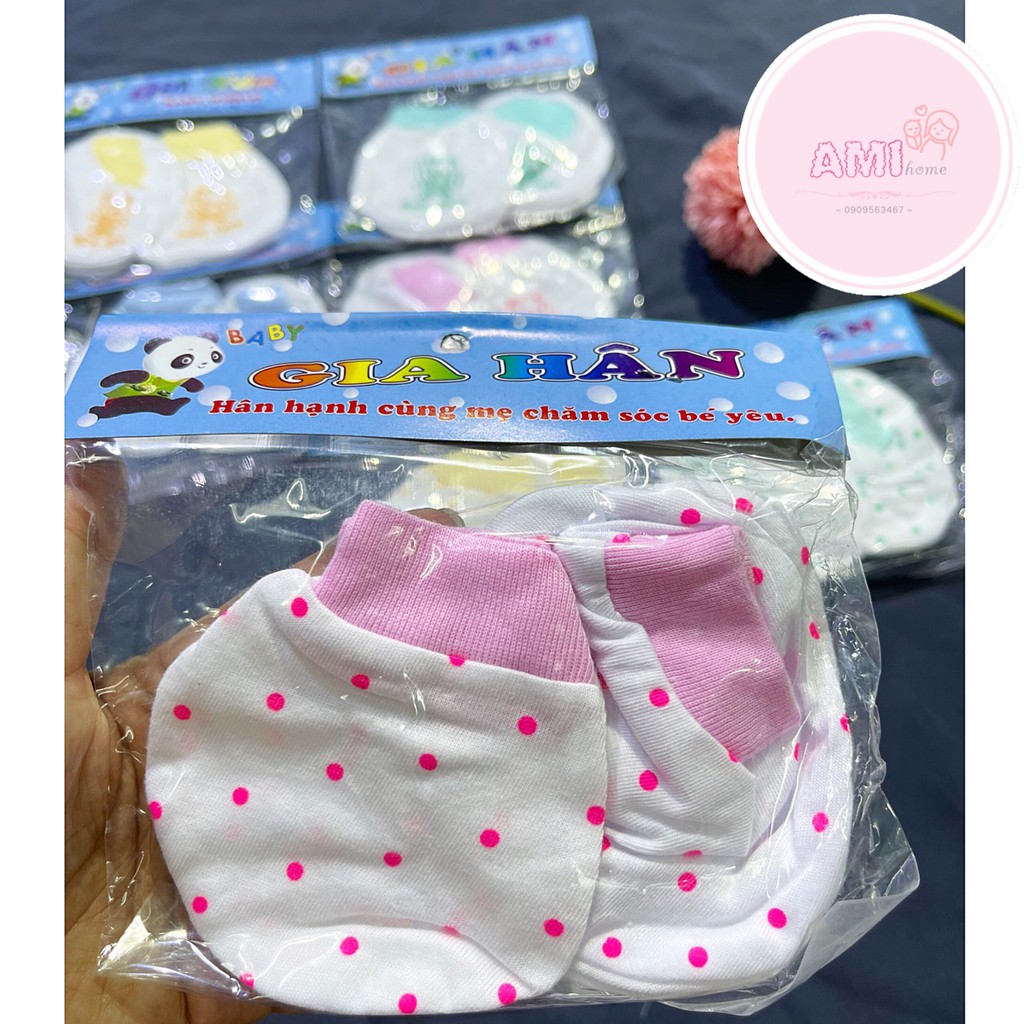 Set bao tay chân bo Gia Hân cho bé sơ sinh