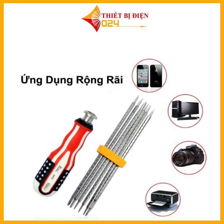 Bộ tô vít cờ Mỹ 6 trong 1 cao cấp 12 đầu vặn vít, tua vít đóng đảo chiều tiện lợi, đa năng