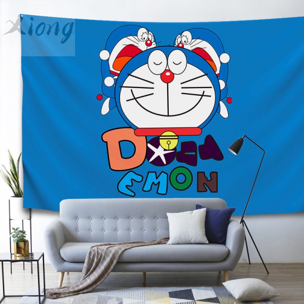 Tấm vải treo tường in hình Doraemon dễ thương trang trí phòng ngủ cho nữ