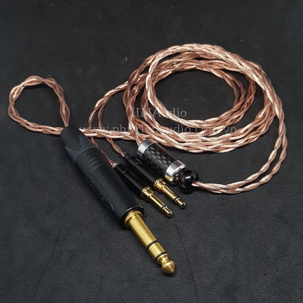 Dây tai nghe đồng 7NOCC Litz 23AWG tết 4 1.25mm - Hifiman Dual 3.5mm - Ananda Arya Susvara Sundara