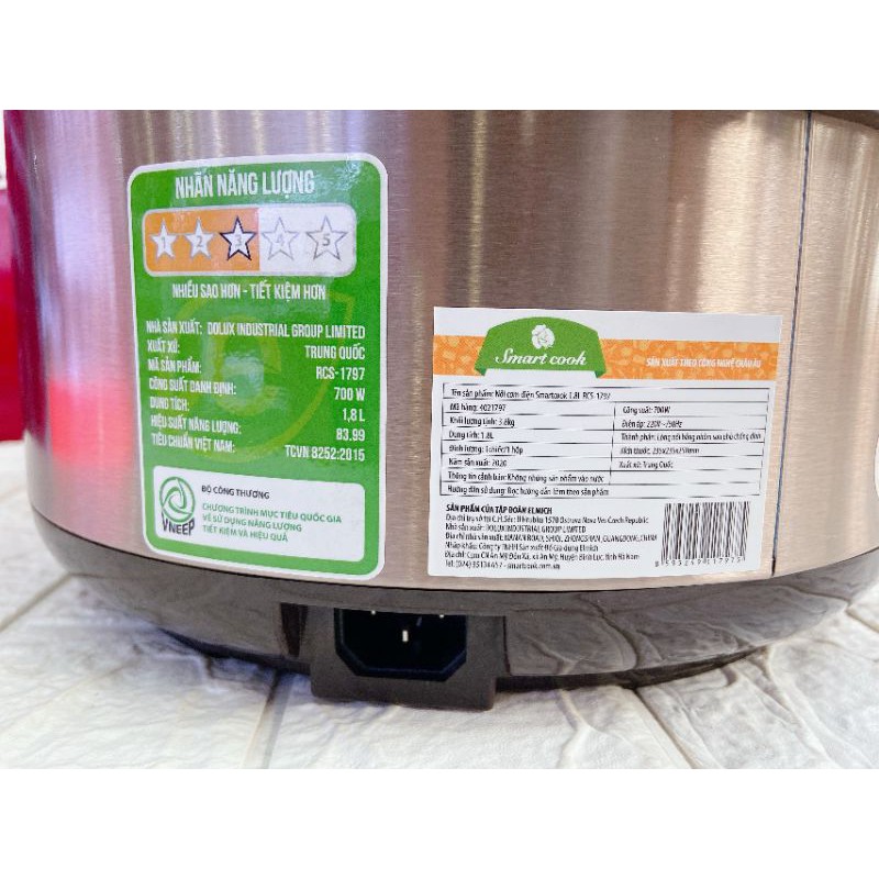 Nồi cơm điện elmich smartcook el1797 thể tích 1.8l bảo hành 12 tháng