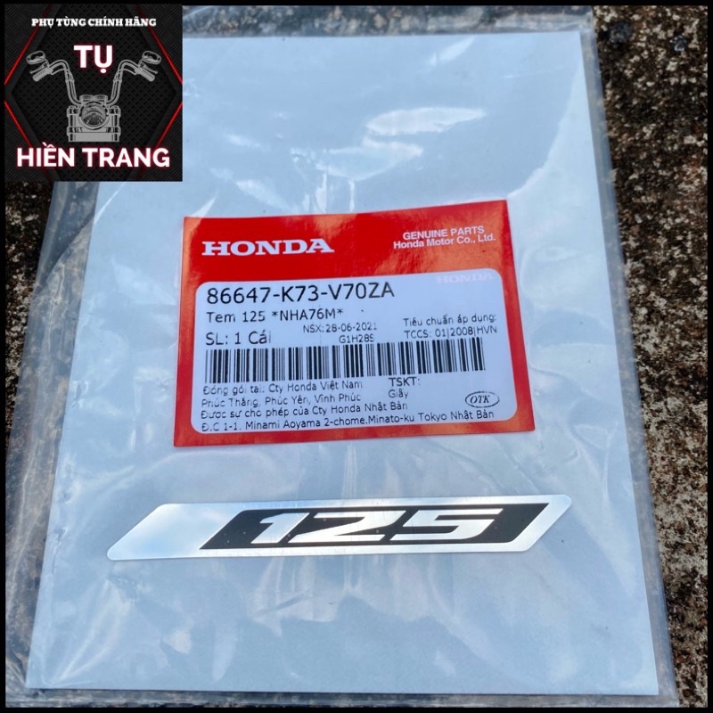 TEM CHỮ 125 MÀU INOX NỀN ĐEN ZIN FUTURE FI ĐÈN LED 2020-2021 CHÍNH HÃNG HONDA