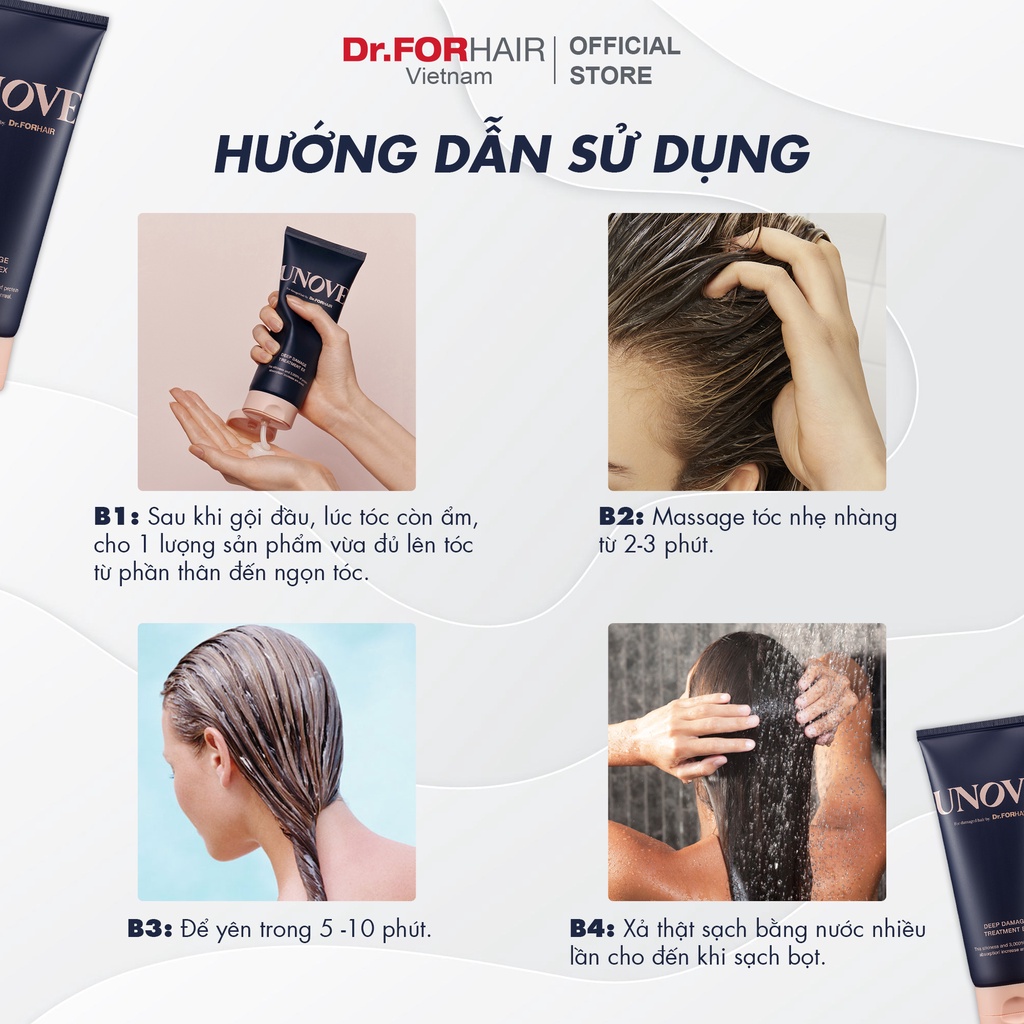 Kem ủ tóc phục hồi và chăm sóc tóc suôn mượt DR.FORHAIR UNOVE Deep Damage Treatment EX