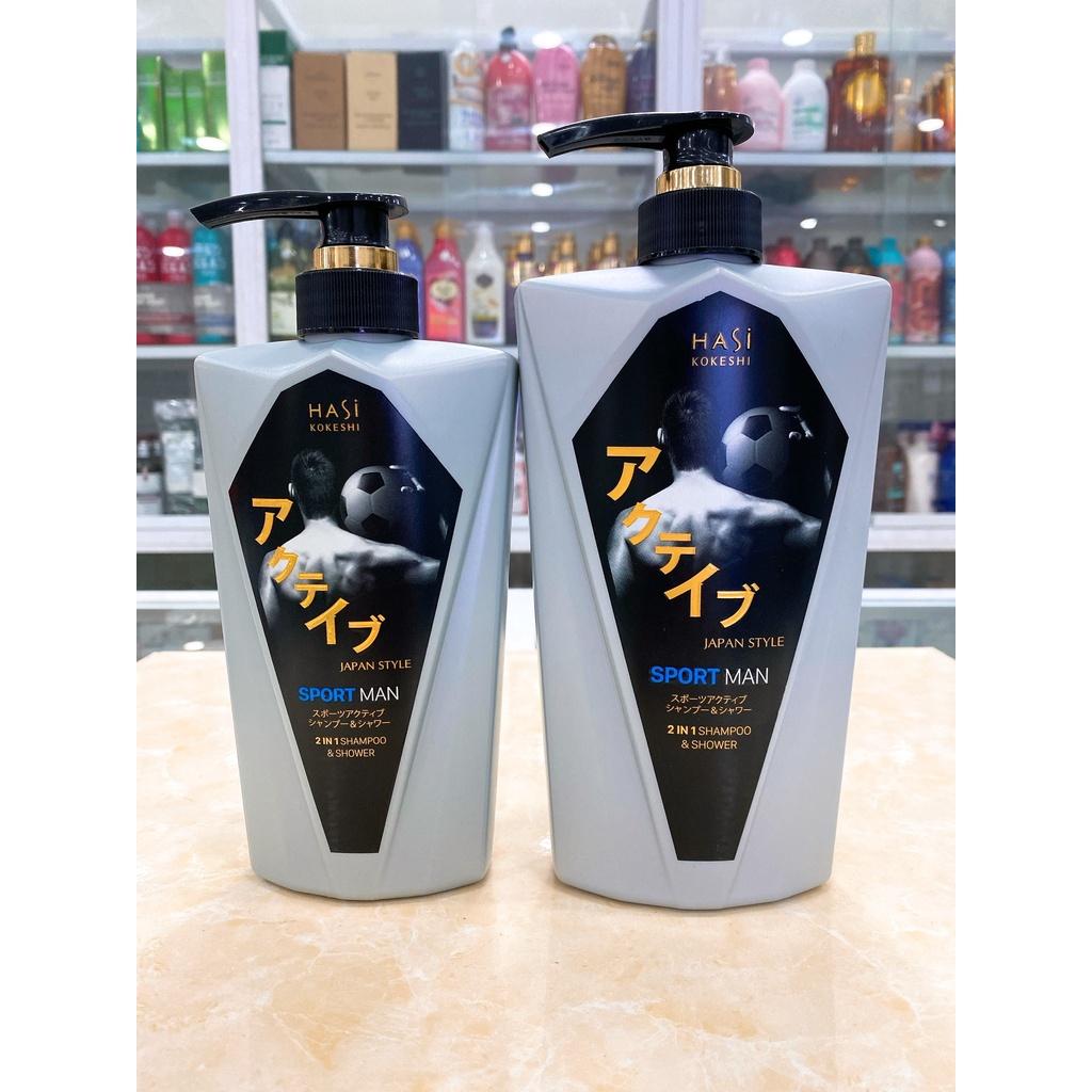 Sữa Tắm Gội Nam 2in1 Hasi Sport Active Shampoo &amp; Shower 380g~550g