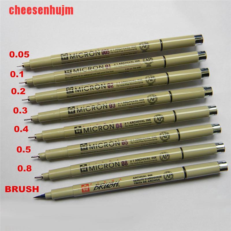 [cheesenhujm]8PCS Sakura Pigma Micron Fine Line Pen Art Supplies 005 01 02 03 04 05 08 BRUSH