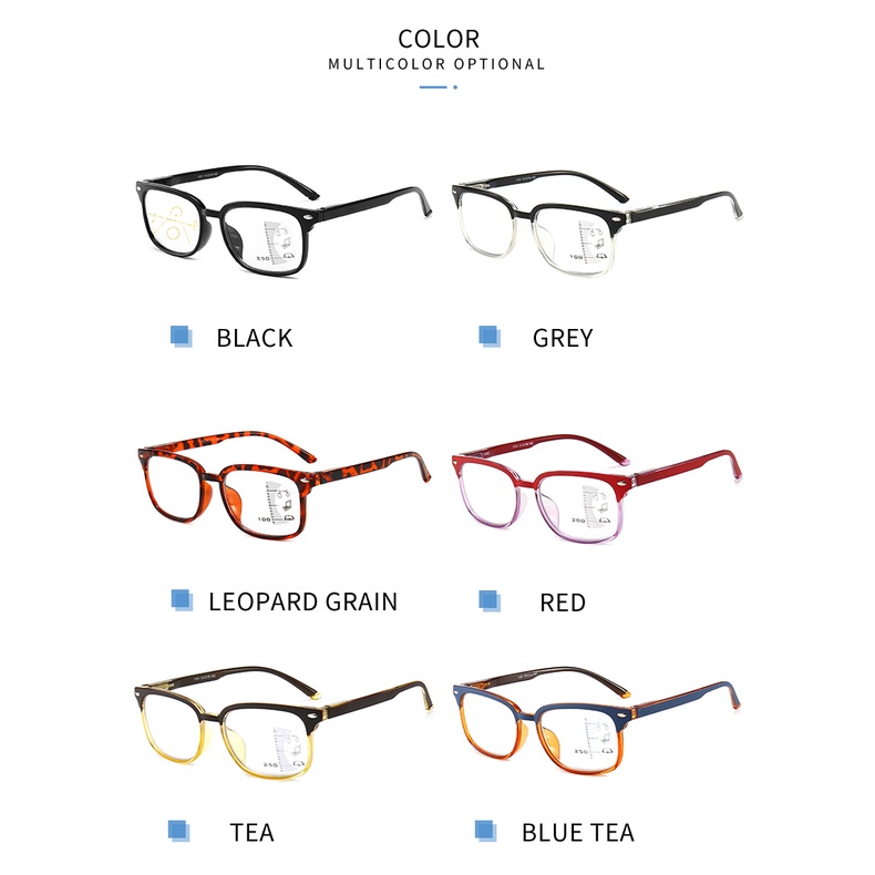 Kính đọc sách chống ánh sáng xanh đa tiêu điểm tiến bộ dành cho nam Kính đọc sách chống mệt mỏi thoải mái