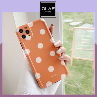 Ốp iPhone chấm bi màu cam chất liệu IMD cao cấp dành cho 12/11 Pro Max/Xs Max/X/8/7 plus